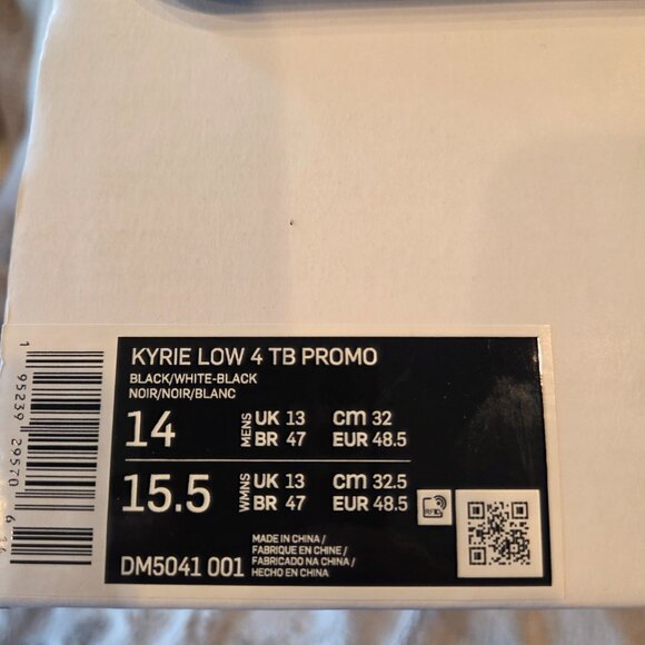 Men's Size 14 - Nike Kyrie 4 Low TB Black White Black (DM5041-001) - Picture 11 of 11